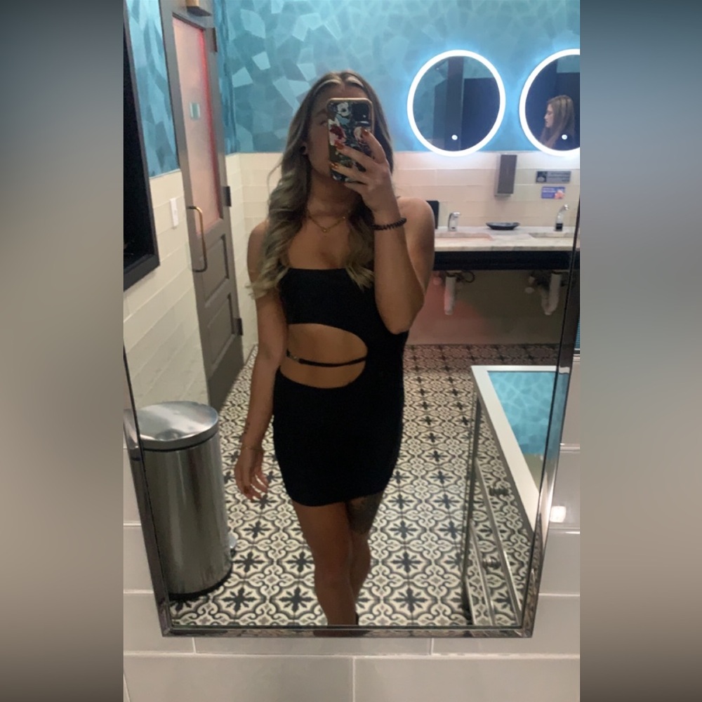 The Kript Black Cut-Out Mini Dress